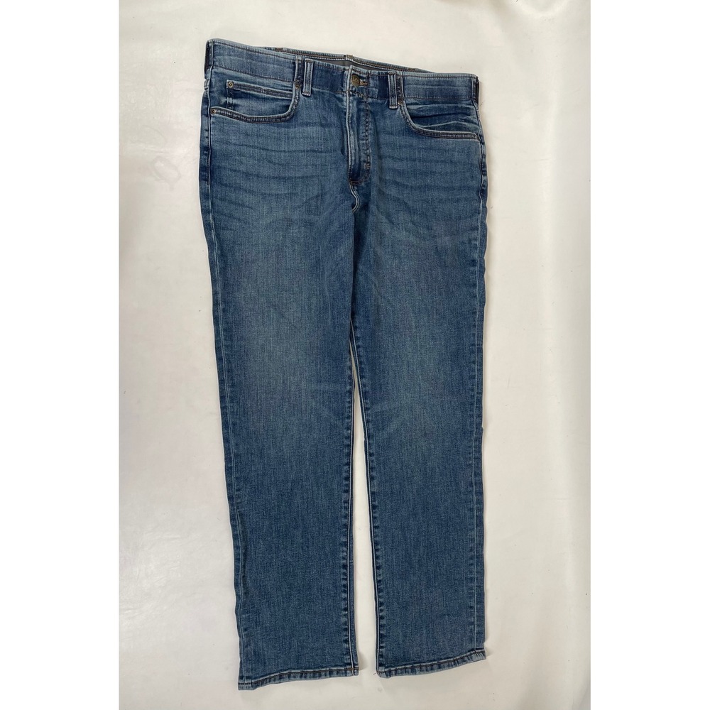 Lee Extreme Motion Straight Taper Jeans Mens 36x32 Blue Stretch Denim